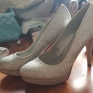 Silver sparkle heels